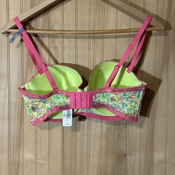 Aerie 36D Pink & Green Push Up Lace Bra - Picture 2 of 5
